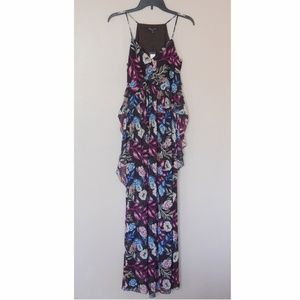 Elegant Floral Ruffle Maxi Dress NEW